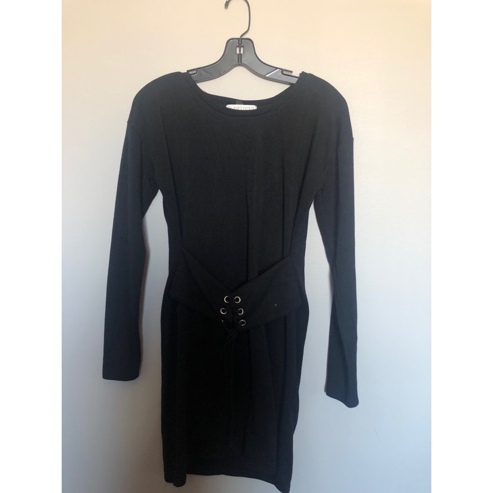 Black tunic dress with ties in front
